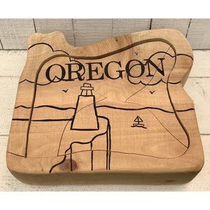 New Wood Handmade Crafted Oregon Souvenir Jigsaw Puzzle Reclaimed Lumber OOAK